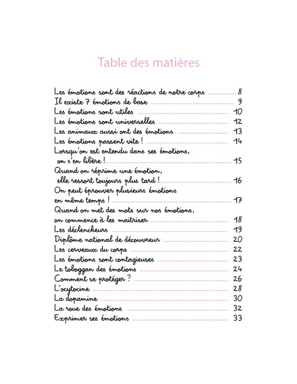 Sommaire — Mes émotions !
